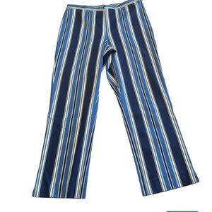 NWT Lauren Ralph Lauren Women’s Blue White Striped Stretch Ankle Pants Sz 10‎